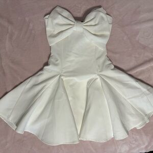 Strapless Cream Dress with Bow